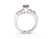 Radiant Cut Five Stone Engagement Ring Setting for a Fancy Pink Lab-Grown Diamond | Prong Set Side Stones | White Gold