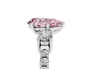 Pear-Shaped Three Stone Engagement Ring Setting for a Fancy Pink Lab-Grown Diamond | Pavé Band | Sterling Silver