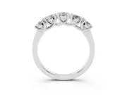 Round Lab-Grown Diamond Five-Stone Wedding Band | Trellis Prongs | Sterling Silver