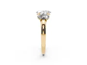 Oval Cut Diamond Three-Stone Ring Set in Yellow gold with Bold Center and Classic Band