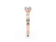 Cushion Cut Diamond Solitaire Twisted Band Ring Set in Rose gold with Accent Stones and Prong Setting