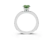 Oval Vintage Pavé Engagement Ring Setting for a Fancy Green Lab-Grown Diamond | Sterling Silver