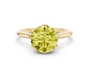 Fancy Yellow Round Cut Diamond Solitaire Cathedral Ring Set in Yellow gold with Prong Setting