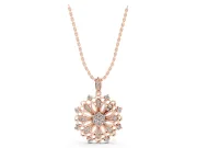 Round Lab-Grown Diamond Cluster Milgrain Floral Pendant Necklace | Openwork Medallion | Rose Gold