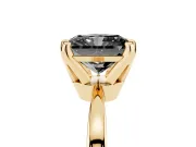 Fancy Black Radiant Cut Diamond Solitaire Engagement Ring Set in Yellow gold with Slim Tapered Solitaire Band
