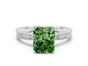 Radiant Cut Engraved Engagement Ring Setting for a Fancy Green Lab-Grown Diamond | Platinum