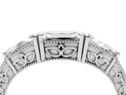 Baguette Diamond Milgrain Band Set in Silver with Channel V-Prong Setting