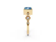 Princess Cut Vintage Milgrain Engagement Ring Setting for a Fancy Blue Lab-Grown Diamond | Yellow Gold