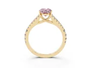 Oval Graduated Split Shank Engagement Ring Setting for a Fancy Pink Lab-Grown Diamond | Yellow Gold