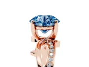 Round Twisted Pavé Engagement Ring Setting for a Fancy Blue Lab-Grown Diamond | Pavé and Plain Strands | Rose Gold