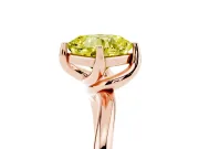 Cushion Cut Bypass Solitaire Engagement Ring Setting for a Fancy Yellow Lab-Grown Diamond | Plain Band | Rose Gold