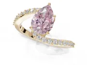 Pear-Shaped Bypass Pavé Engagement Ring Setting for a Fancy Pink Lab-Grown Diamond | Yellow Gold