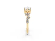 Marquise Scattered Accent Engagement Ring Setting | Slim Band | Yellow Gold