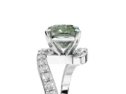 Cushion Cut Bypass Pavé Engagement Ring Setting for a Fancy Green Lab-Grown Diamond | Platinum