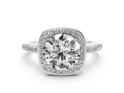 Round Pavé Halo Engagement Ring Setting | Sterling Silver