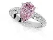 Pear-Shaped Domed Pavé Engagement Ring Setting for a Fancy Pink Lab-Grown Diamond | Platinum
