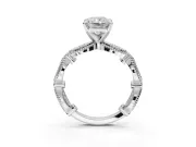 Radiant Cut Vintage Milgrain Engagement Ring Setting | Graduated Stations | Platinum
