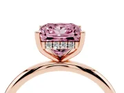 Fancy Pink Princess Cut Diamond Solitaire Engagement Ring Set in Rose gold with Prong Setting and Polished Band