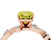 Radiant Cut Twisted Pavé Engagement Ring Setting for a Fancy Yellow Lab-Grown Diamond | Bar Stations | Rose Gold