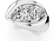 Princess Cut Diamond Channel-Set Crossover Ring Set in Platinum