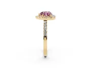 Heart-Shaped Halo Engagement Ring Setting for a Fancy Pink Lab-Grown Diamond | Single Row Pavé Band | Yellow Gold