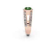 Fancy Green Cushion Cut Diamond Halo Ring Set in Rose gold with Pavé Split Shank and Prong Setting