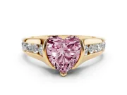 Heart-Shaped Half Bezel Engagement Ring Setting for a Fancy Pink Lab-Grown Diamond | Yellow Gold