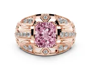 Radiant Cut Art Deco Engagement Ring Setting for a Fancy Pink Lab-Grown Diamond | Rose Gold