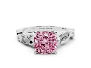 Cushion Cut Vine Engagement Ring Setting for a Fancy Pink Lab-Grown Diamond | Platinum