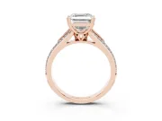 Asscher Cut Pave Split Shank Engagement Ring Setting | Double Claw Prongs | Rose Gold
