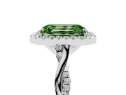 Emerald Cut Twist Halo Engagement Ring Setting for a Fancy Green Lab-Grown Diamond | White Gold