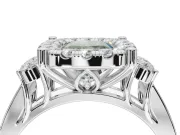 Cushion Cut Halo Engagement Ring Setting for a Fancy Green Lab-Grown Diamond | Graduated Channel Band | Platinum