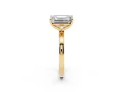Fancy Blue Emerald Cut and Emerald Cut Toi Moi Ring Set in Yellow gold with Prong Setting