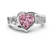 Heart-Shaped Engagement Ring Setting for a Fancy Pink Lab-Grown Diamond | Bezel | Sterling Silver