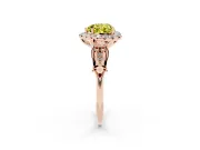 Fancy Yellow Heart Cut Diamond Halo Engagement Ring Set in Rose gold with Filigree Band and Prong-Set Center