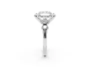 Radiant Cut Floral Engagement Ring Setting | Petal Frame and Side Stones | Sterling Silver
