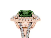 Asscher Cut Halo Engagement Ring Setting for a Fancy Green Lab-Grown Diamond | Rose Gold - Design NV-24799