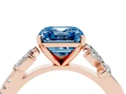 Asscher Cut Floral Vine Engagement Ring Setting for a Fancy Blue Lab-Grown Diamond | Rose Gold