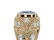 Asscher Cut Vintage Bezel Engagement Ring Setting for a Fancy Blue Lab-Grown Diamond | Yellow Gold