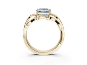 Princess Cut Bypass Solitaire Engagement Ring Setting for a Fancy Blue Lab-Grown Diamond | Pavé Strands | Yellow Gold