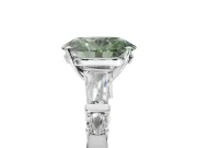 Oval Tapered Baguette Engagement Ring Setting for a Fancy Green Lab-Grown Diamond | White Gold