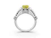 Fancy Yellow Radiant Cut Diamond Vintage-Inspired Milgrain Ring Set in Silver with Accent Split Shank
