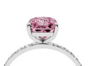 Radiant Cut Pave Solitaire Engagement Ring Setting for a Fancy Pink Lab-Grown Diamond | Pave Shoulders | Platinum