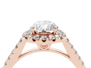 Pear-Shaped Raised Halo Engagement Ring Setting | Pave Band | Rose Gold