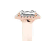 Asscher Cut Halo Engagement Ring Setting | Knife-Edge Band | Rose Gold