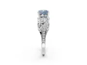 Cushion Cut Swirl Engagement Ring Setting for a Fancy Blue Lab-Grown Diamond | Sterling Silver