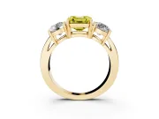 Asscher Cut Three Stone Engagement Ring Setting for a Fancy Yellow Lab-Grown Diamond | Wide Plain Band | Yellow Gold