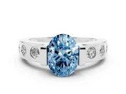 Oval Tension Style Engagement Ring Setting for a Fancy Blue Lab-Grown Diamond | White Gold