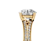 Round Pave Split Shank Engagement Ring Setting | Double Claw Prongs | Yellow Gold