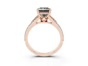 Princess Cut Split Shank Engagement Ring Setting for a Black Center | Pavé Band | Rose Gold